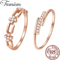 trumium 925 sterling silver rings for women personality cross chain wedding engagement ring zircon rose gold finger ring jewelry