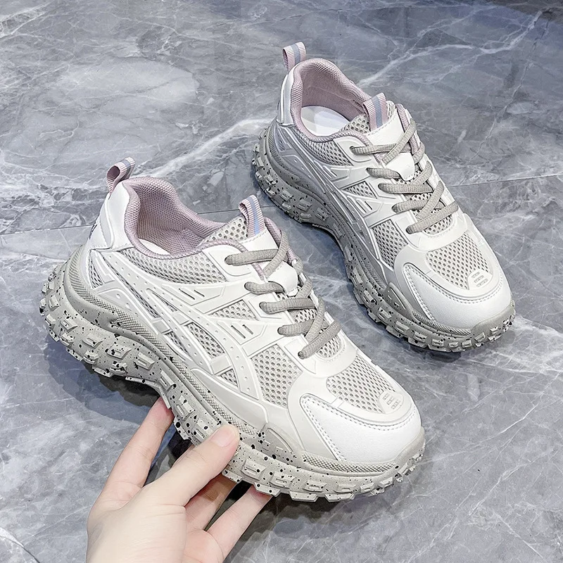 

Женские кроссовки со шнуровкой, кроссовки на массивной вулканизированной подошве, обувь для тренировок на весну, 2022