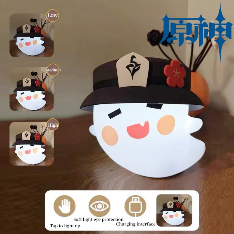 Аниме Фигурка Genshin ударная лампа Ху Тао Косплей лампа Hutao привидение силиконовая ночник Светодиодная настольная лампа украшение игрушки подарки