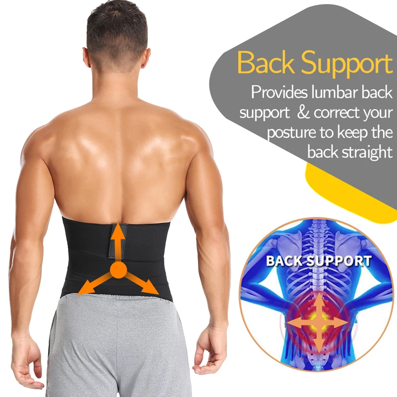 Mens Waist Trainer Abdomen Reducer Snatch Me Up Bandage Wrap Back Lumbar Support Belt Body Shaper Trimmer Corset Sauna Shapewear
