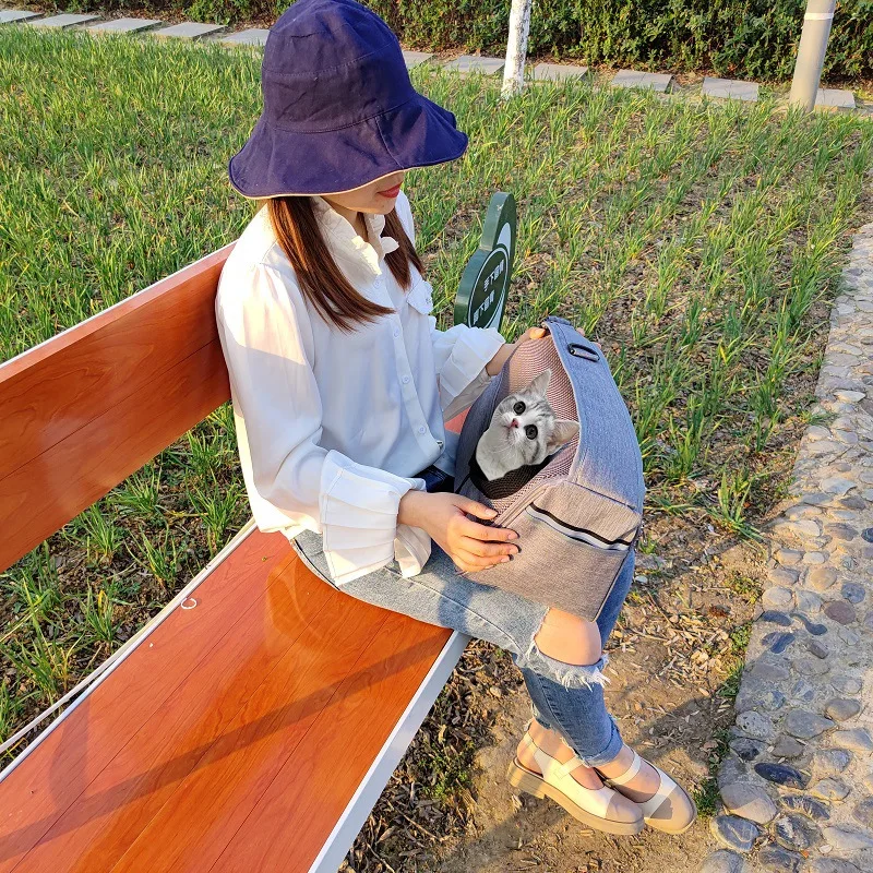 

Сумка-мессенджер на одно плечо для собак и кошек, Воздухопроницаемая сетчатая дорожная Портативная сумка для кошек, роскошный саквояж для п...