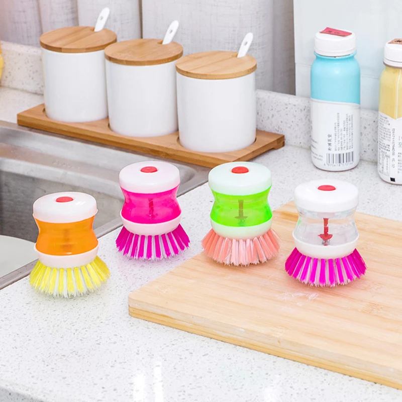 

New Wash Pot Brush Brush Liquid Push Soap Dispenser Washing Up Utensils Wash Pot Dish Brush Home Kitchen Cleaning Accessories