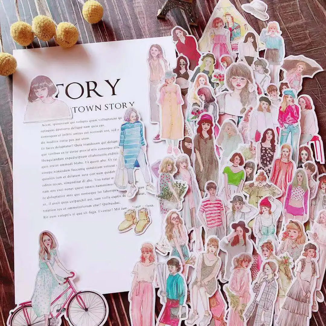 

108pcs Fashion Character Stickers DIY Scrapbooking Journal Collage Diary Album Characters Clothing Decoration Stickers