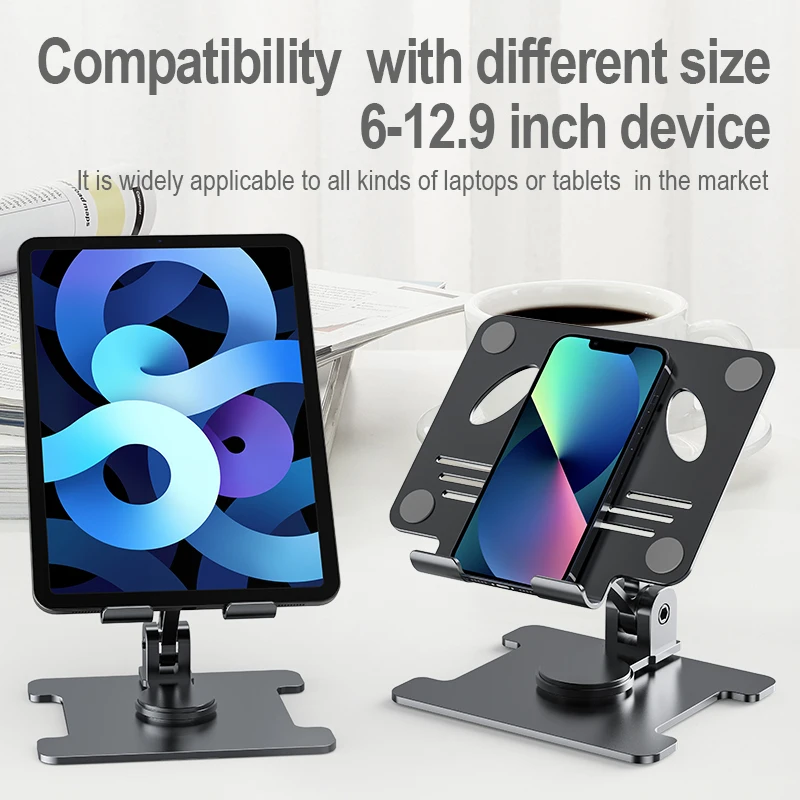 Tablet Stand Upgraded Adjustable iPad Stand Universal Foldable Desktop Holder Dock Compatible with iPad Pro Mini Samsung Xiaomi