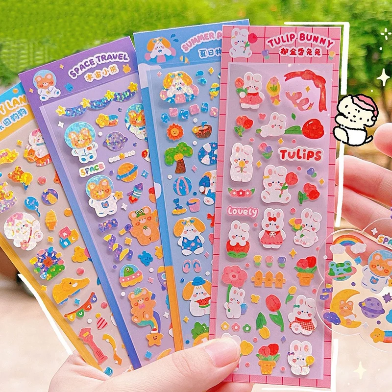 

4pcs/6pcs Full Set Series Decorative Stickers Kawaii Kpop Idol Card Diy Stickers Album Sticker Korean Stationery