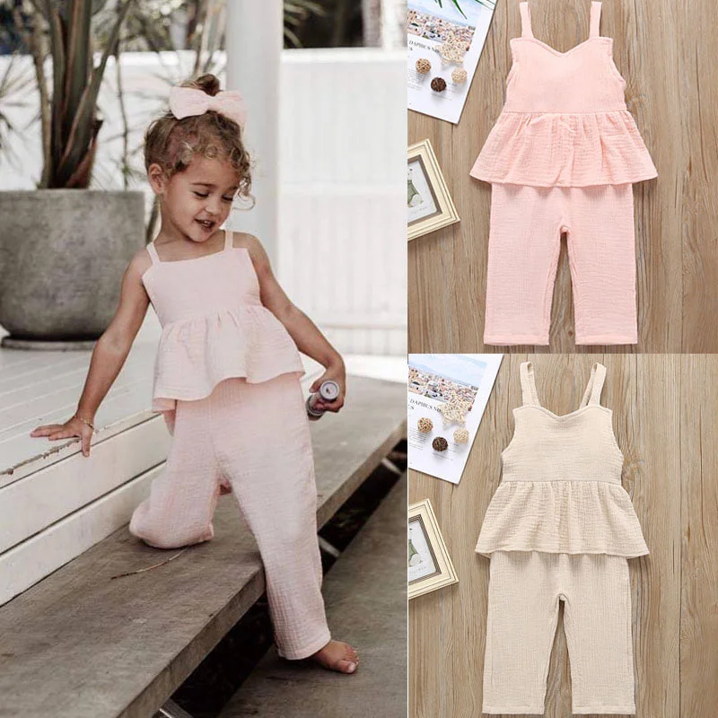 

Infant Sleeveless Baby Ruffle Romper One Piece Jumpsuit Sets Toddler Girls Clothing Outfits