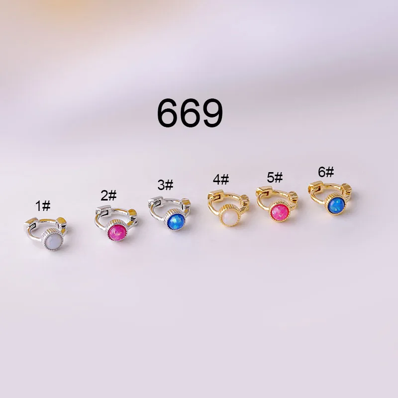 

1PCS Stainless Steel Huggie Earrings Opal Helix Earring Hoop Daith Earring Piercings Jewellery