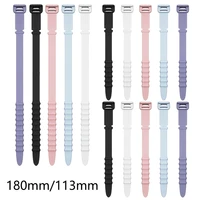 5pcs lengthened size fishbone silicone cable tie data cable storage cord manager headset winder silicone strap wire holder
