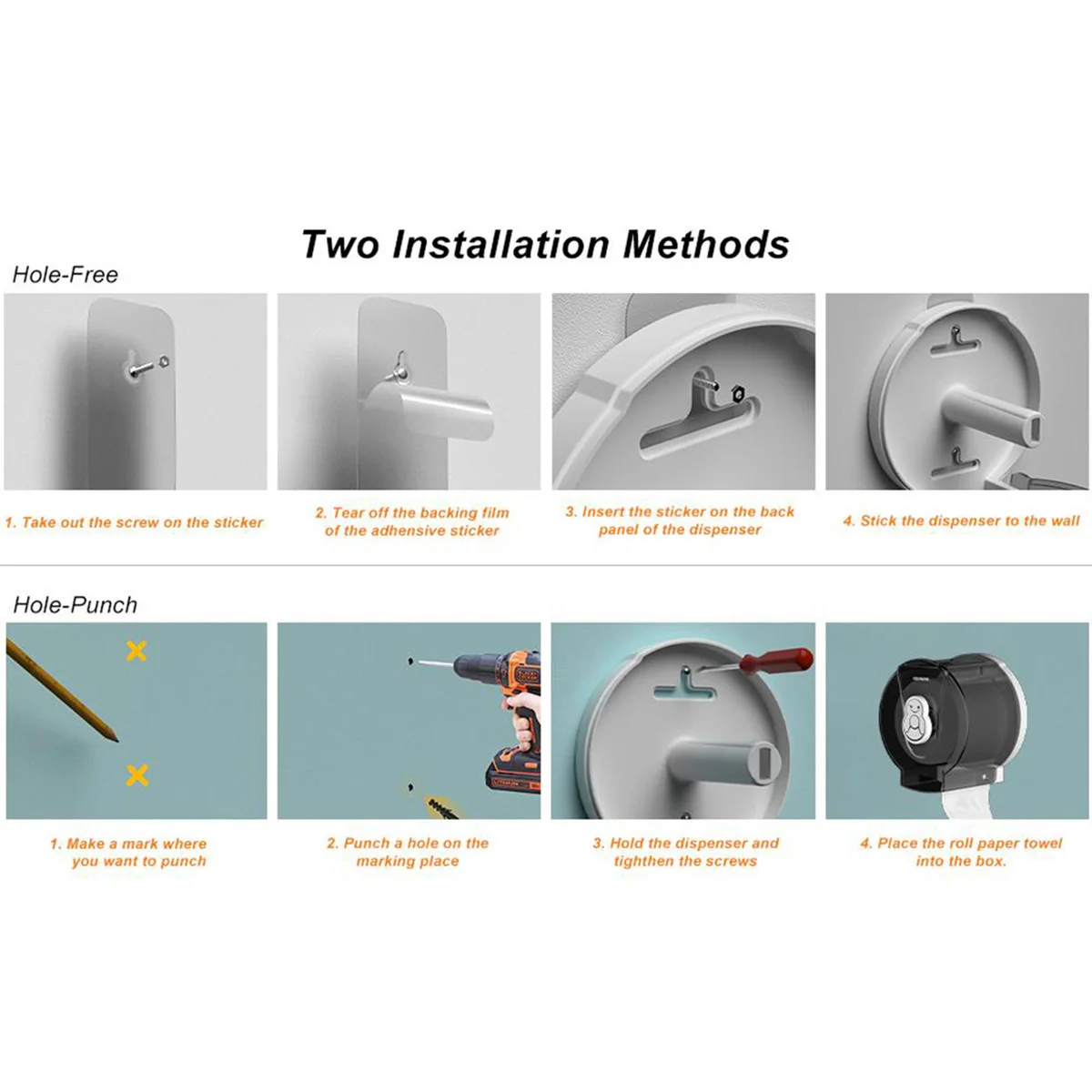 Настенный дозатор для мыла и бумаги без сверления клея
