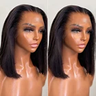 Короткий парик с Бобом, кружевной передний парик, 13х4, прямой парик с кружевом спереди, предварительно выщипанные отбеленные узлы, 4x4, шелковая основа, парик для женщин