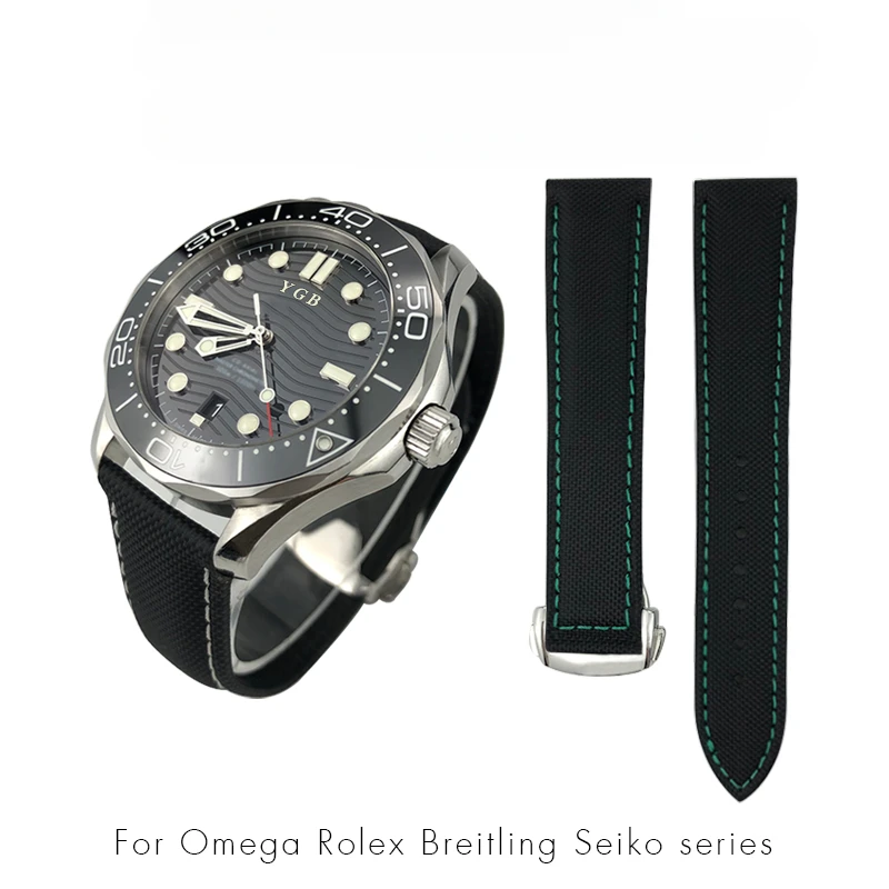 

Nylon Canvas Watchband 19mm 20mm 21mm 22mm Fit for Omega Seamaster Diver 300 Rolex Seiko SKX Tissot Longines