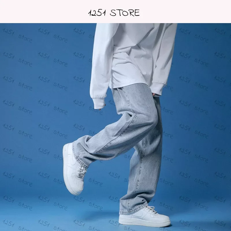 2022New Jeans men White Loose Denim Trousers neutral jean Streetwear Casual Solid Color wide jeans man women pants hip hop bagy