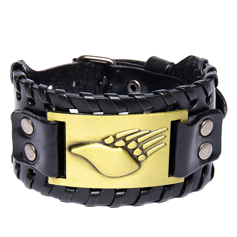 

New Retro Wide Leather Nordic Rune of Odi Bracelet Men's Bracelet Abstract Pattern Celtic Viking Jewelry Bracelet Party Gift