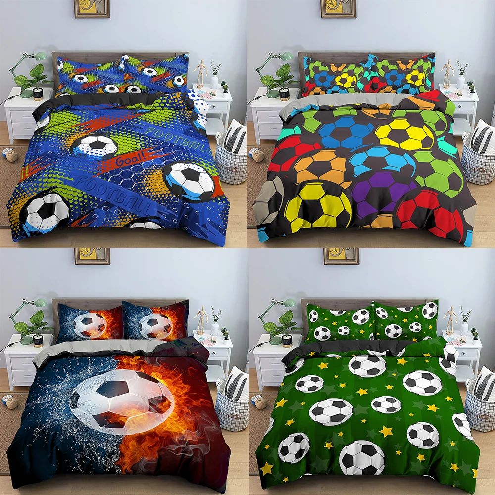 

Personality Home Textile 3D HD Digital Printing Football Duvet Cover Set 2/3pcs Twin Full Size Fashion Boy Sports Beddclothes