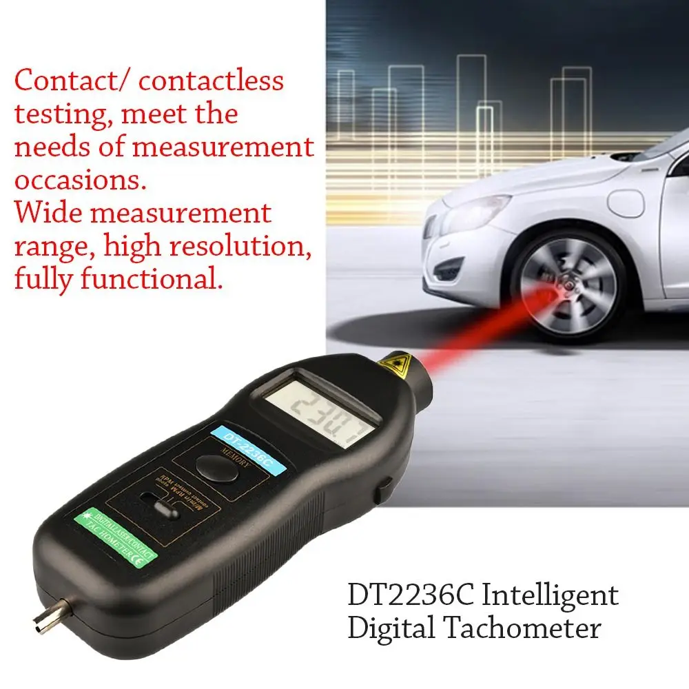 

Auto Ranging 2.5-99999RPM High Precision Digital Tachometer Dual-purpose Contact Non-contact Speed Detector Meter