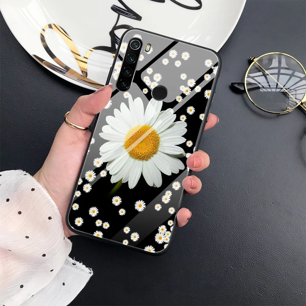 

Glass Case for Xiaomi Redmi 6 Pro 7 7A 8 8A 10 Pro Max 8 Pro 8T 6A Note 10 5G 5 Global 9 9A 9C NFC 9T K40 Daisy Flower Cover
