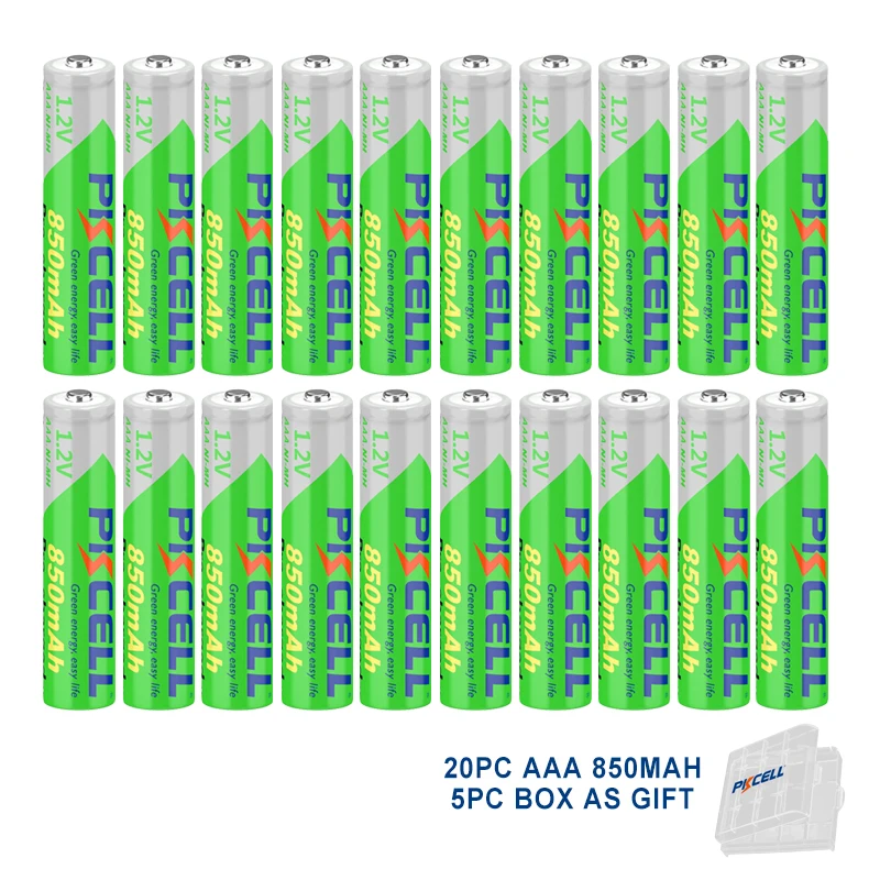 

20PC AAA Battery NI-MH Precharge AAA Rechargeable Battery 1.2v 850mAh Flashlight Toys Batteries with 5PC AAA Battery Box PKCELL