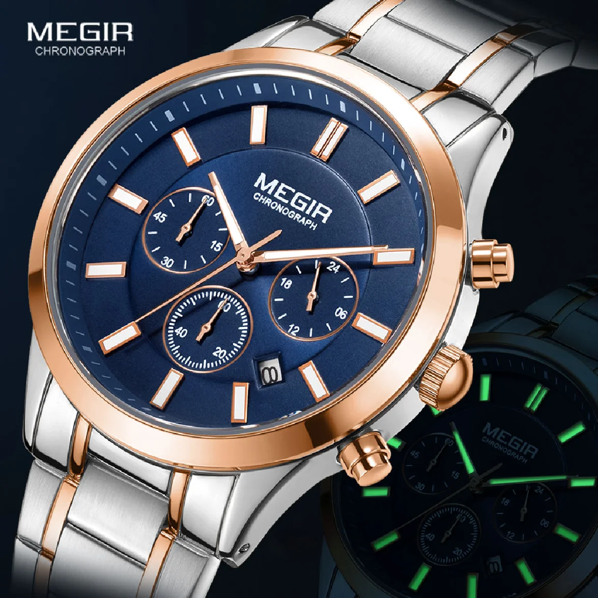 

MEGIR Watches for Men 2023 New Chronograph Quartz Watch Luxury Stainless Steel Wristwatch Man Relogios Masculino ��ѧ�� �ާ�ا�ܧڧ�