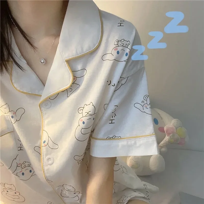 Japan Style  Print Pyjamas Women Clothing Sets Summer Plus Size Pajamas for Teen Girls Kawaii Pijamas Sleepwear