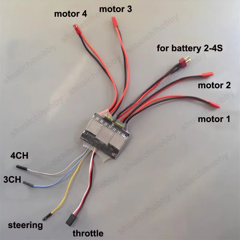 Фото 1 шт. 15Ax4 4CH двусторонняя матовая ESC поддержка Mix Control 2-4S Lipo для RC Tank Mecanum модель автомобиля плата контроллера скорости №2