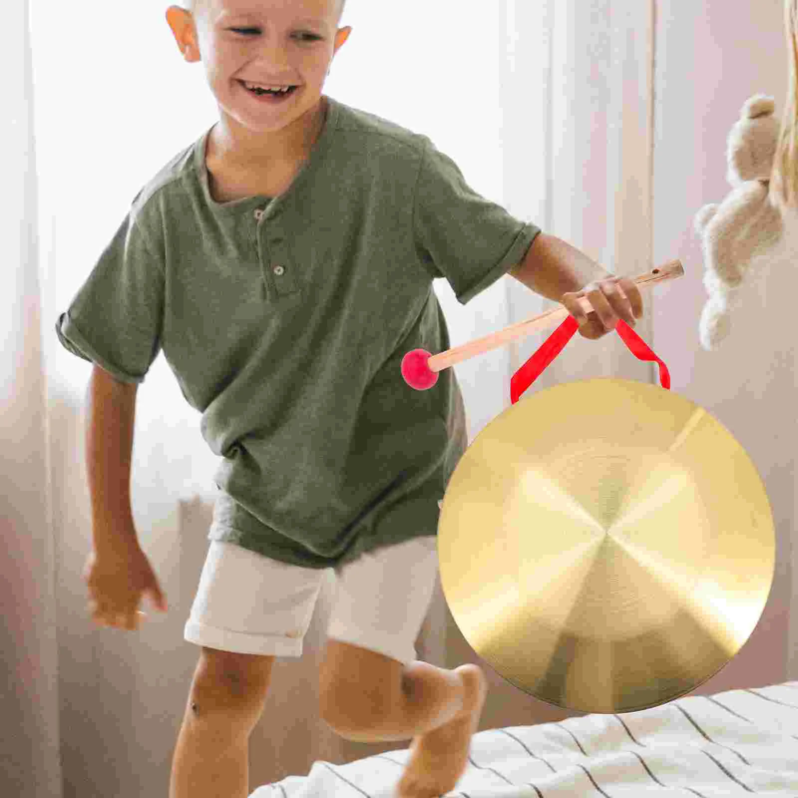 

Loud Chinese Gong Instrument Portable Copper Gong Warning Percussion Instrument Funny Percussion Instrument Kids Supply
