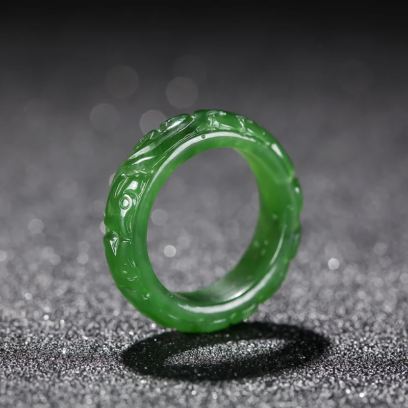 

Natural Green Jade Rings Men Women Healing Jewelry Real Chinese Xinjiang Hetian Nephrite Certified Jades Stone Hand-carved Ring