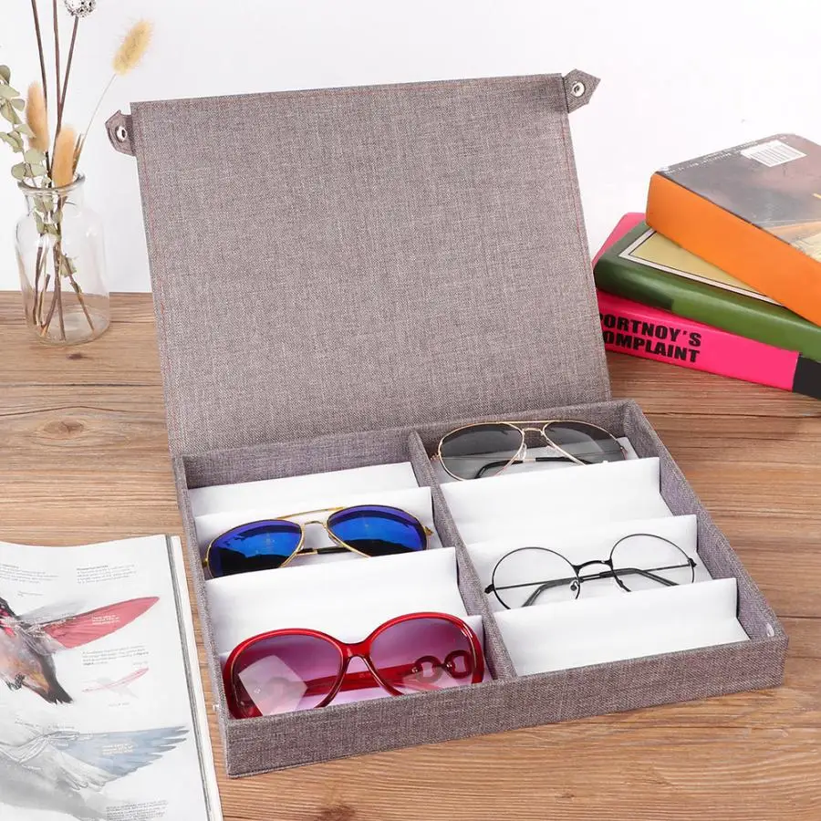 Sunglass Rack 8 Slots Glasses Storage Sunglasses Display Jewelry Container Case Organizer with Button Contact Lenses Supplies | Дом и сад