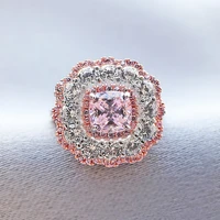 new temperament 100 s925 sterling silver pink diamond ladies ring index finger princess square diamond pink diamond ring women