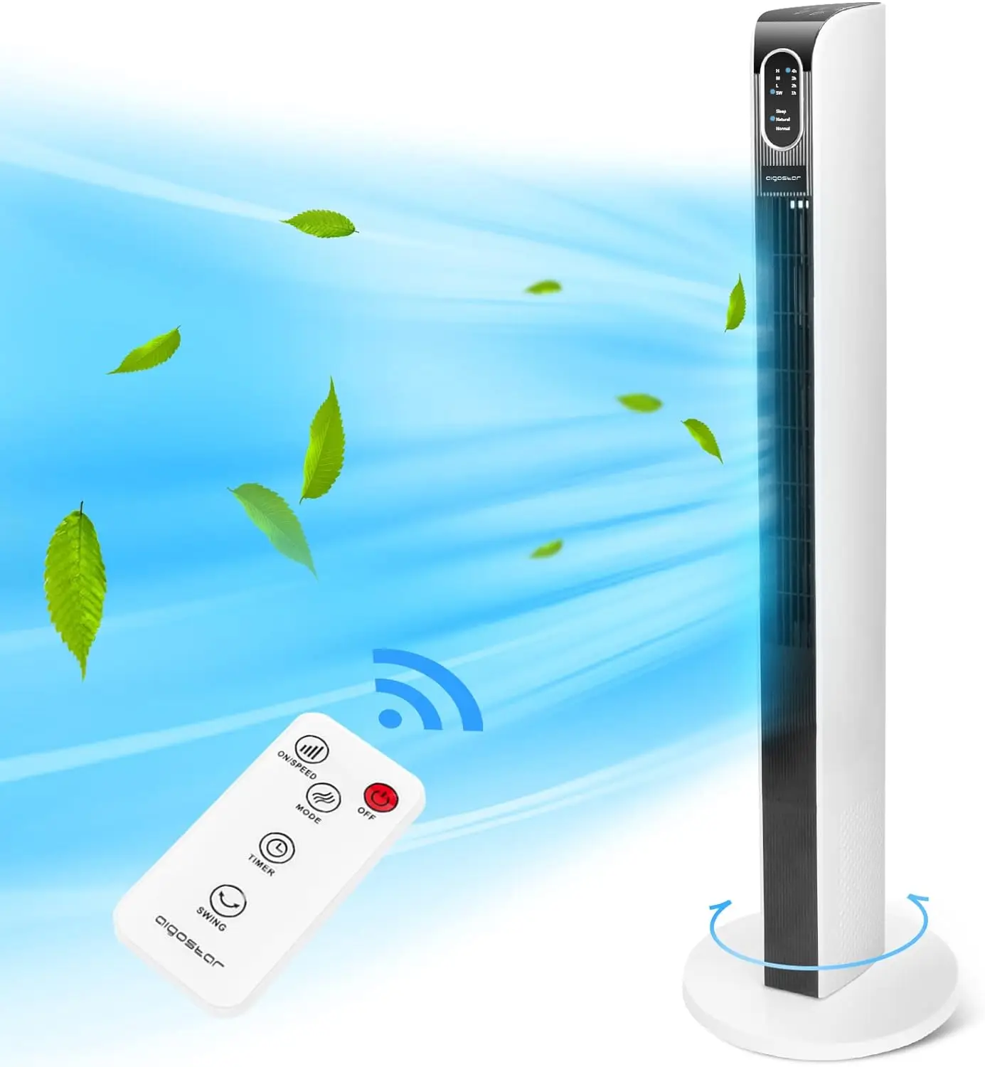 

42inch Oscillating Cooling Fan with Remote, Quiet Bladeless Floor Fan, 3 Speeds, 3 Modes, 10H Timer, LED Display with Touch , Wh