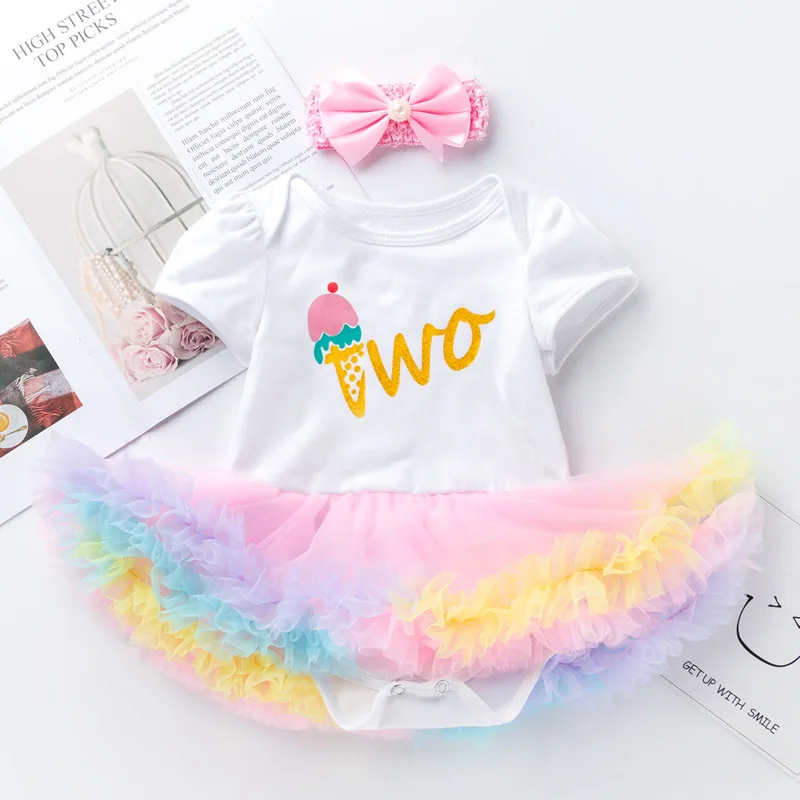 Женское платье для новорожденных девочек летнее Новое милое Радужное белое с