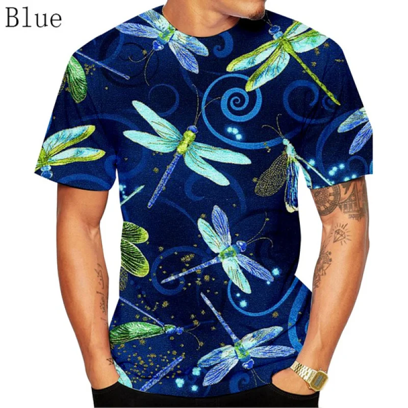 

2022 Animal Series 3D Dragonfly T-Shirt High-Quality Casual Animal T-Shirts Funny Men Short Sleeve Personality 3D Print ees