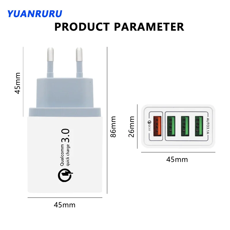 Зарядная станция с вилкой для ЕС и США быстрое зарядное устройство USB-разъемом 3 0