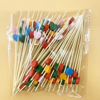 disposable red plum blossoms fruit bamboo sticks mixed color love artistic fruit sushi burgers sticks party kitchen supplies