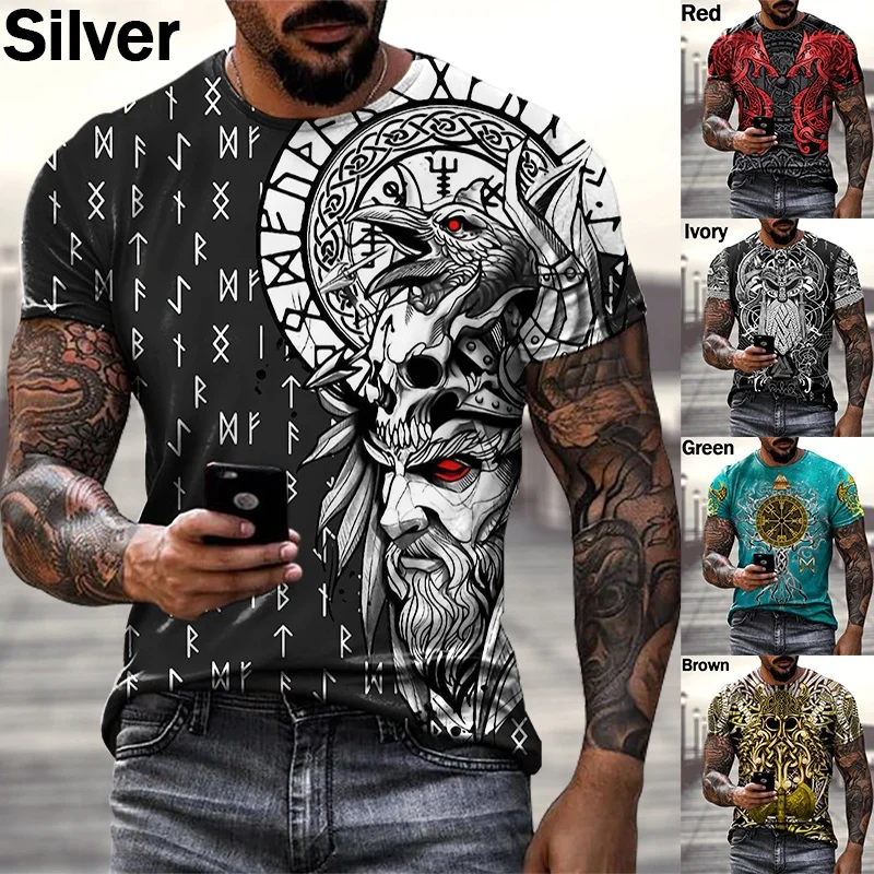 

Summer Men Viking Tattoo Art T Shirt 3D Print T-shirts Short Sleeve Casual Tee Hip Hop Tops Male Clothing Camiseta