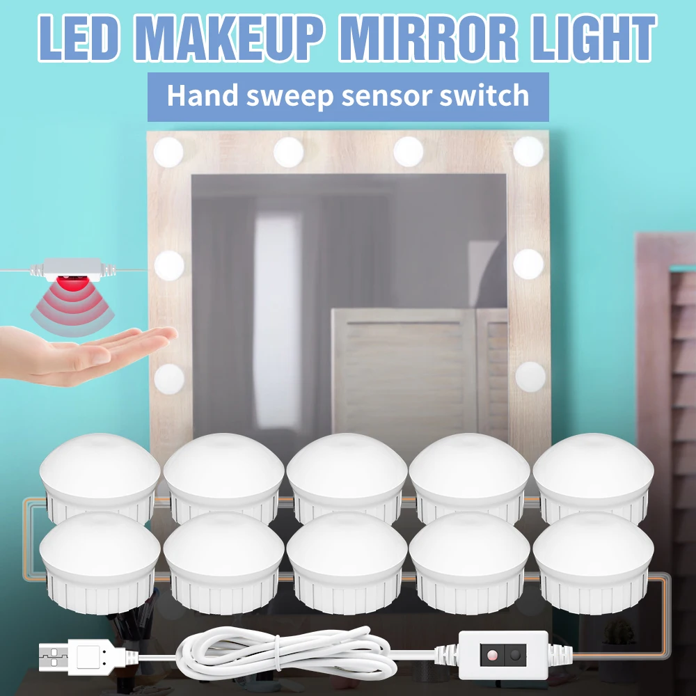 

LED Mirror Lamp Bathroom Vanity Lights USB Makeup Dressing Table Lamp For Room Dressers Decorate Dimmable LED Wall Sconce Lamps