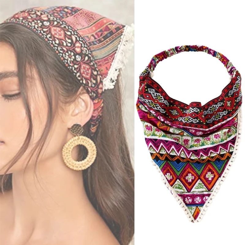 

Boho Bandana Headband Turbans for Women Soft Headscarf Turban with Fringes Hair Bandana Smooth Turbans Wife Mother Gift