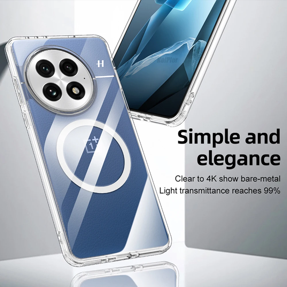 Прозрачный жесткий чехол для OPPO ONEPLUS 13/1 + 13 задняя магнитная крышка мягкая