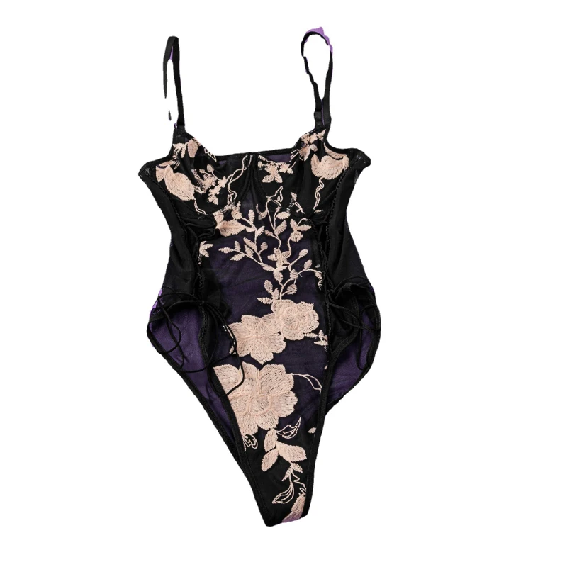 

Женские Боди AIIOU, кружевное нижнее белье с цветочной вышивкой, прозрачное Эротическое интимное нижнее белье, женское ночное белье, сексуаль...