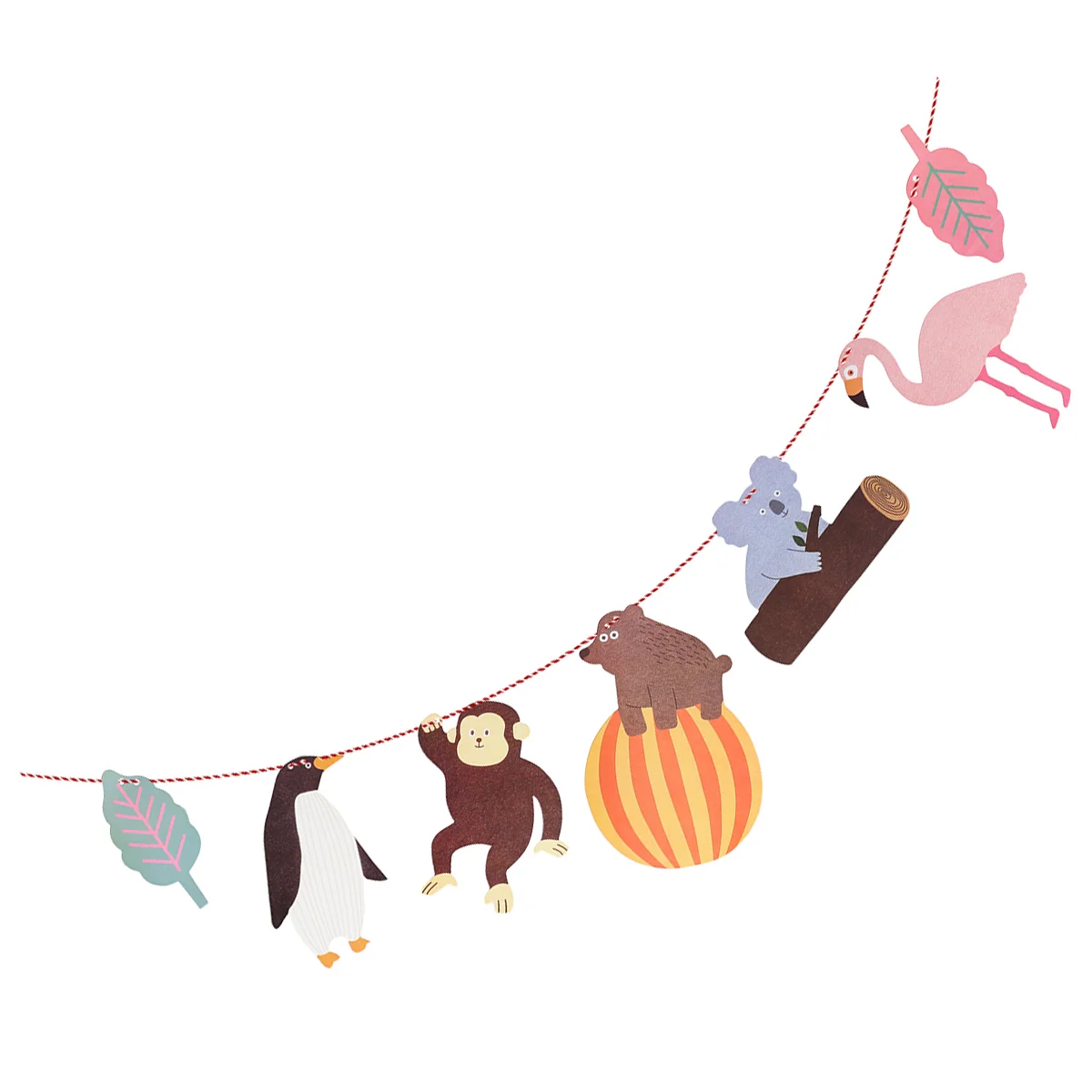 15 Meters Kids Room Bunting Banners Jungle Animals Flamingo Monkey Bradypod Brown Bear Penguin Patterns Flags Hanging Garland D