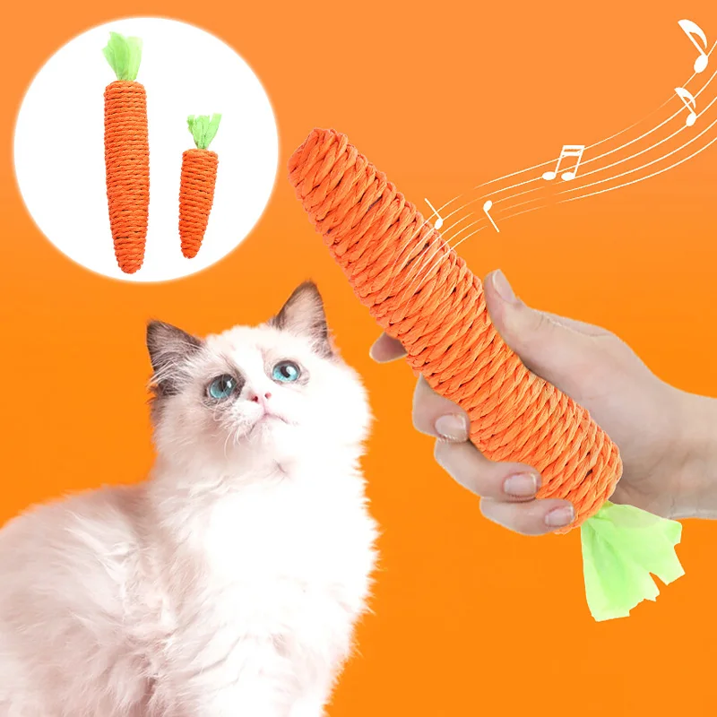 1 Pc Carrot Shaped Paper Ropes Weave Pet Toy Chew Cat Toy Safe Toy For Kitten Molar Biting Playing Product Interactive Accessory