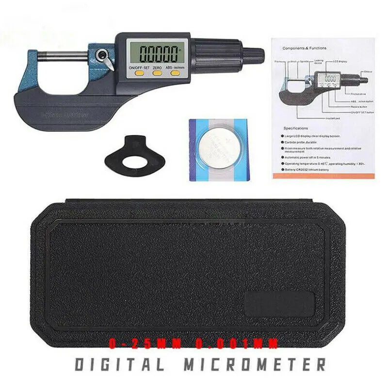 

Outside Micrometer Digital High Quality Steel 3 Button Accessories Electronic Micrometers Large Screen Micrometer