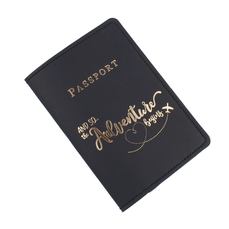

Passport Holder Cover with Card Slot Imitation Leather Hot Stamping Letters Plane Travel Wallet Trip ID Card Case Organizer for