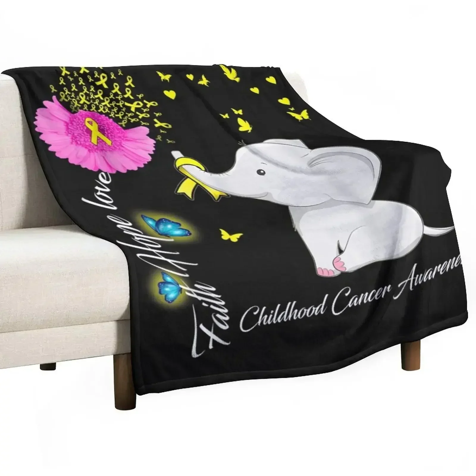 Слон Вера Надежда Люблю Детство Рак Осведомленность Декоративное Одеяло