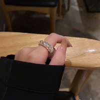 luxury ring korean design diamond studded opening rings for woman 2022 new fashion finger jewelry party girls sexy ring gifts