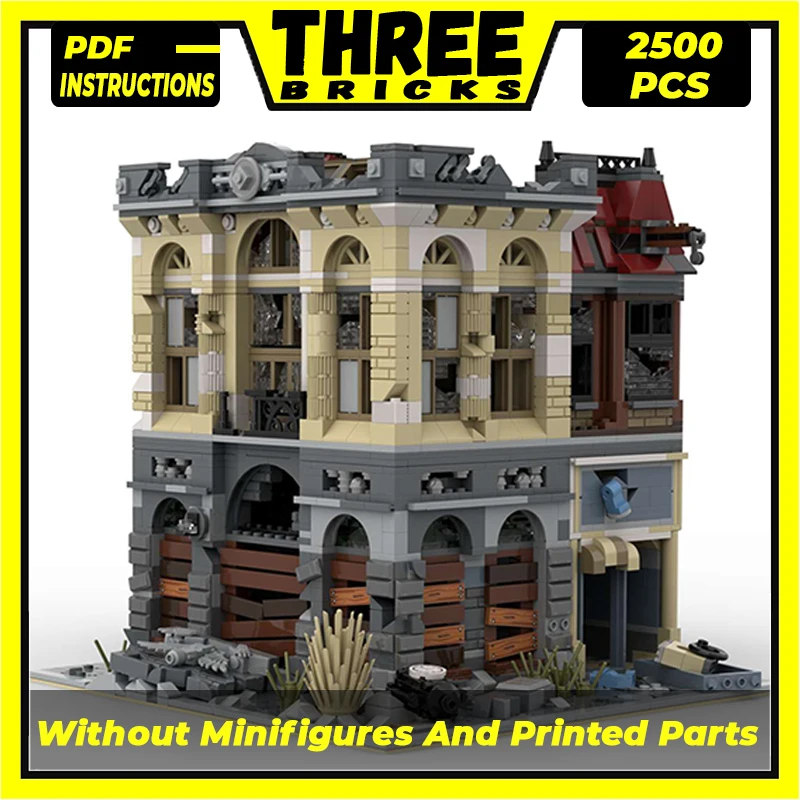 

Moc Building Blocks Modular Street View Abandoned Banks Technical Bricks DIY Assembly Construction Toys For Childr Holiday Gifts