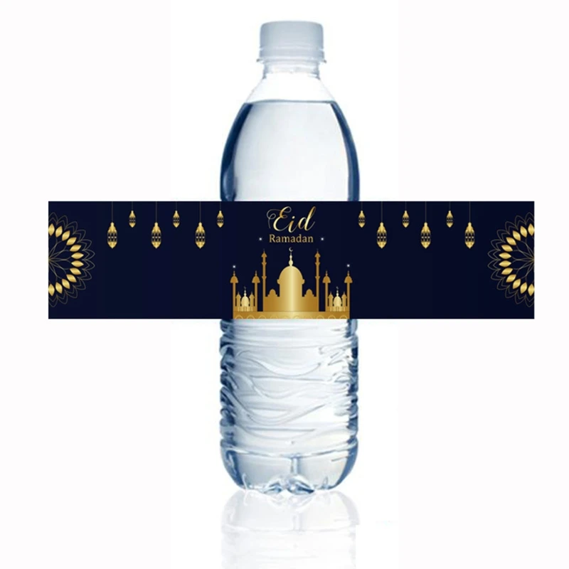 

10pcs Eid Mubarak Party Home Decor Ramadan Kareem Bottle Labels Wrapper Adhesive Stickers Muslim Ramadan Decoration 2022