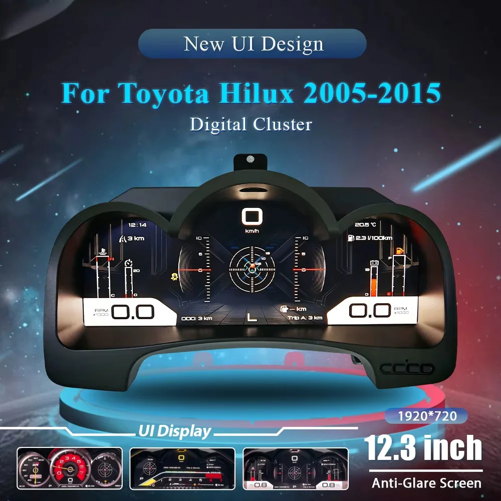 Фото 12,3-дюймовый цифровой дисплей для Toyota Fortuner/Hilux 2005-2015, виртуальная приборная панель, автоматический спидометр, панель приборов №4