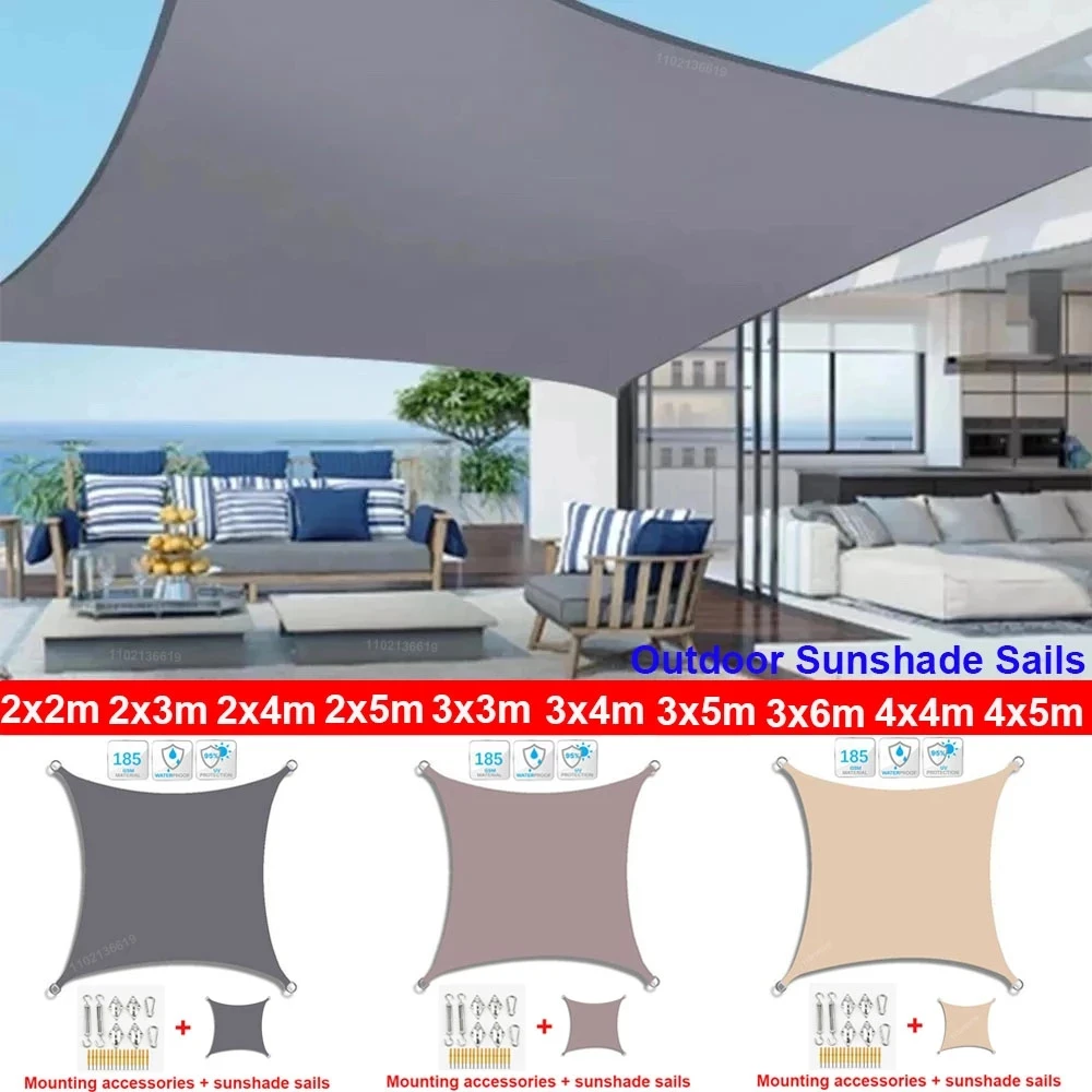 Waterproof Sun Shelter Sunshade Protection Shade Sail Awning Camping Shade Cloth Large For Outdoor Canopy Garden Patio 3x5m 3x6m