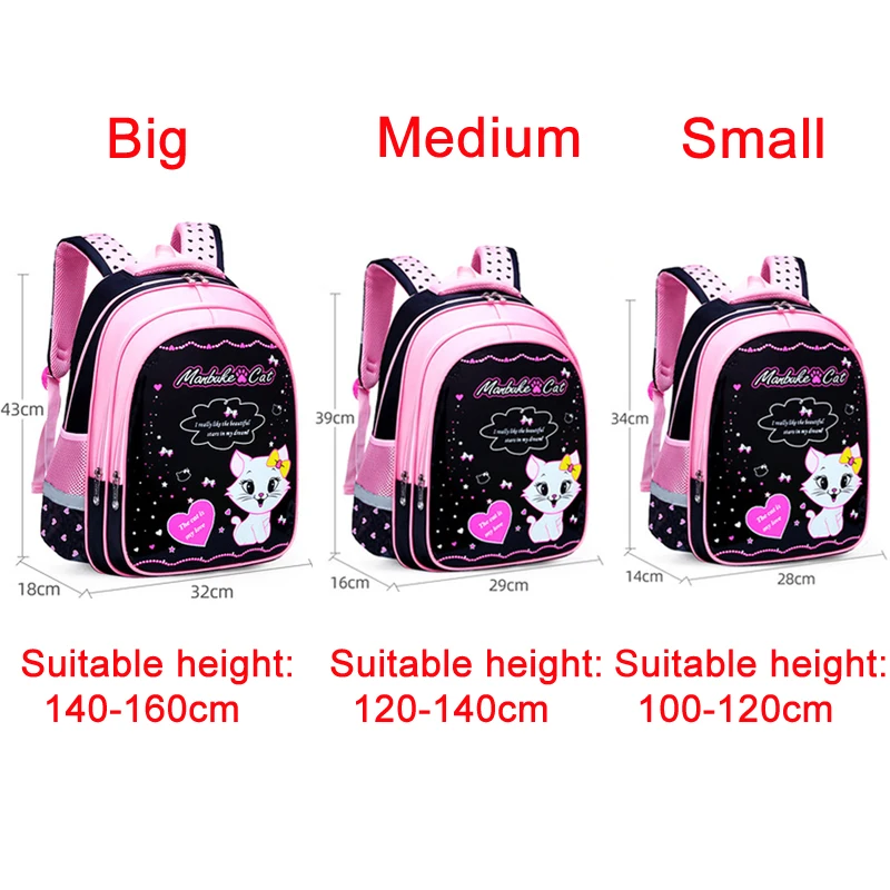 Orthopedic Kid Backpack Cute Girls School Shoulder Bags Children Primary Backpacks Cartoon Cat Princess Pen Bag Mochila Infantil
