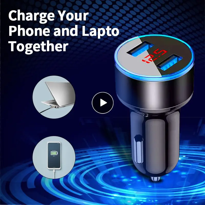 

15w Cigarette Lighter Multifunctional Car Charger Digital Display Dual Usb Port Car Charger Adapter Car Accessories Universal
